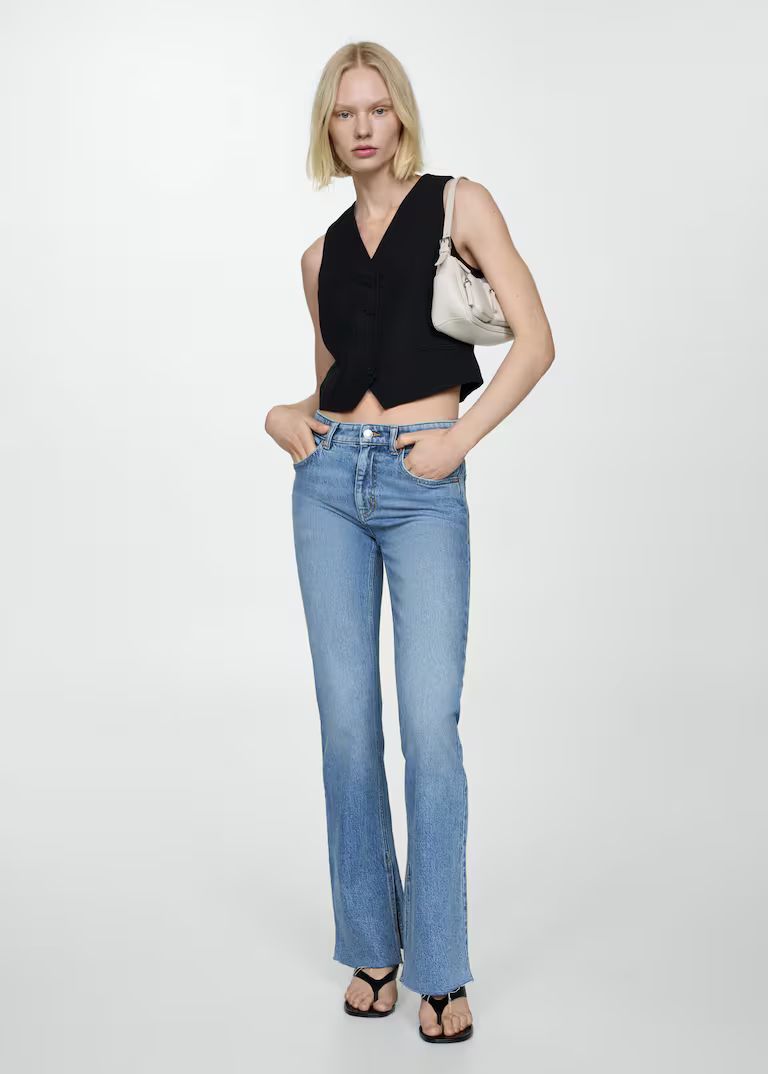 Medium-rise straight jeans with slits -  Women | Mango USA | MANGO (US)