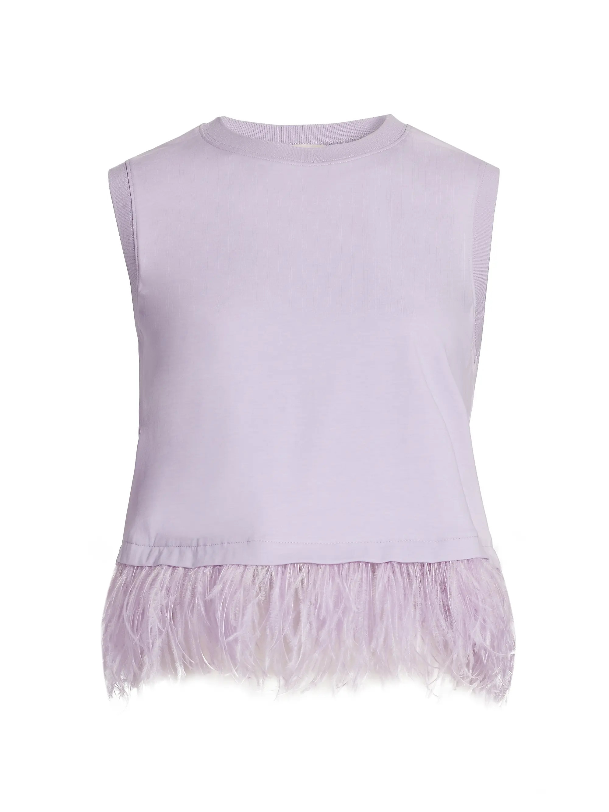 Cropped Feather-Hem T-Shirt | Saks Fifth Avenue