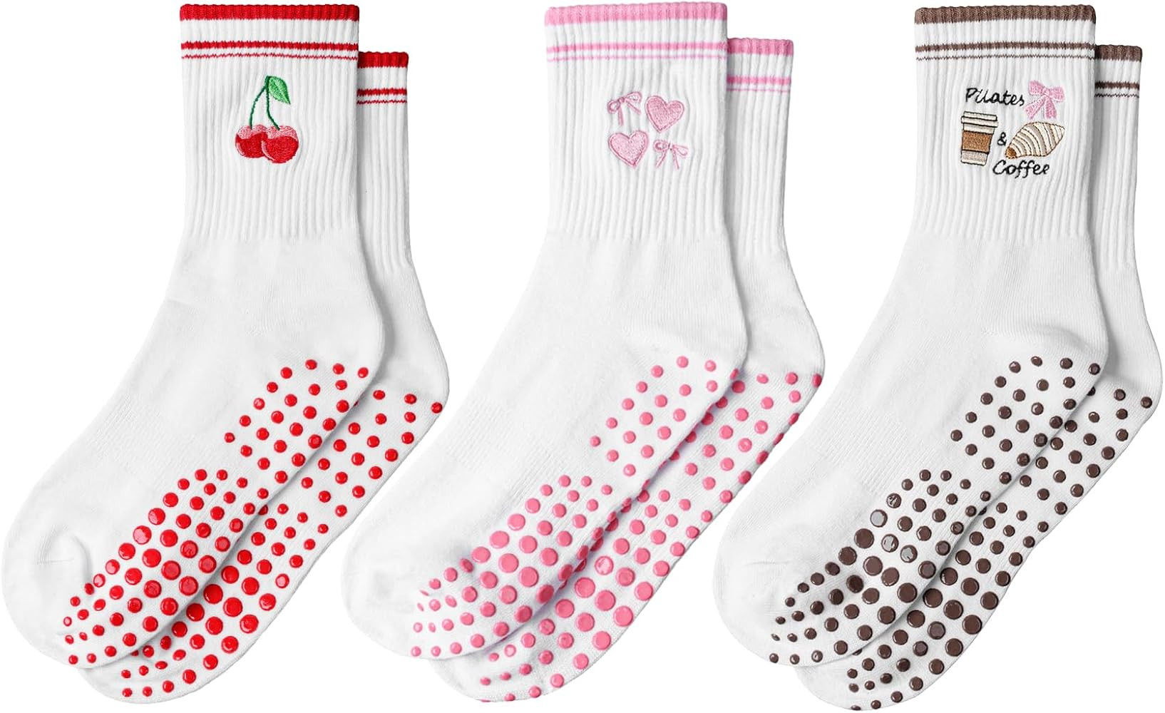 Pilates Socks Crew Socks, 3 Pairs | Amazon (US)