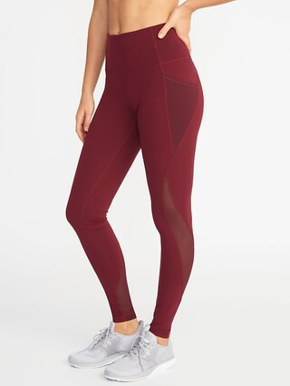 High-Waisted Elevate Side-Pocket Mesh-Trim Compression Leggings For Women | Old Navy (US)