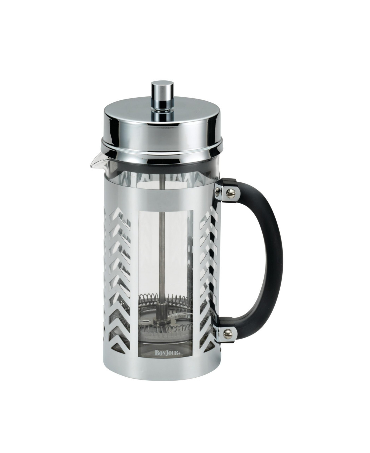 BonJour Glass and Stainless Steel Chevron 33.8-Oz. French Press - Stainless Steel | Macy's