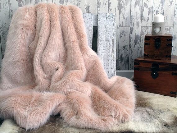 Luxurious Candyfloss Baby Pink Faux Fur bed or Sofa Throw with ivory faux-suede lining in a range of | Etsy (US)