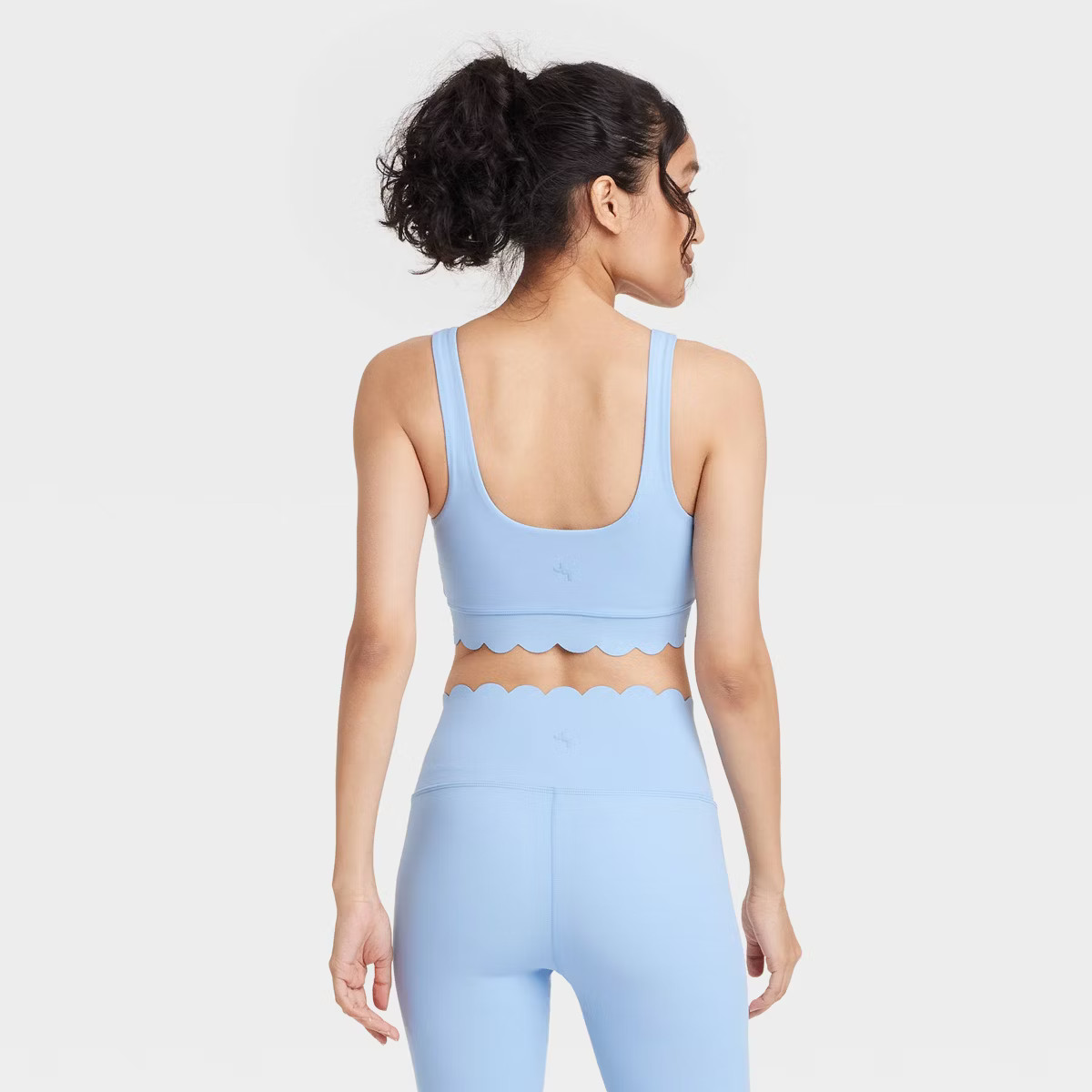 Women's Scallop Detail Sports Bra - JoyLab™ Light Blue S | Target