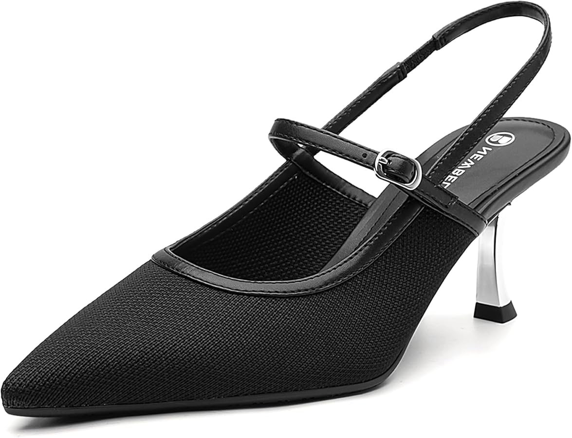Women's Pointed Toe Slingback Pumps - Elegant High Heel Dress Shoes for Work, Parties | Amazon (US)