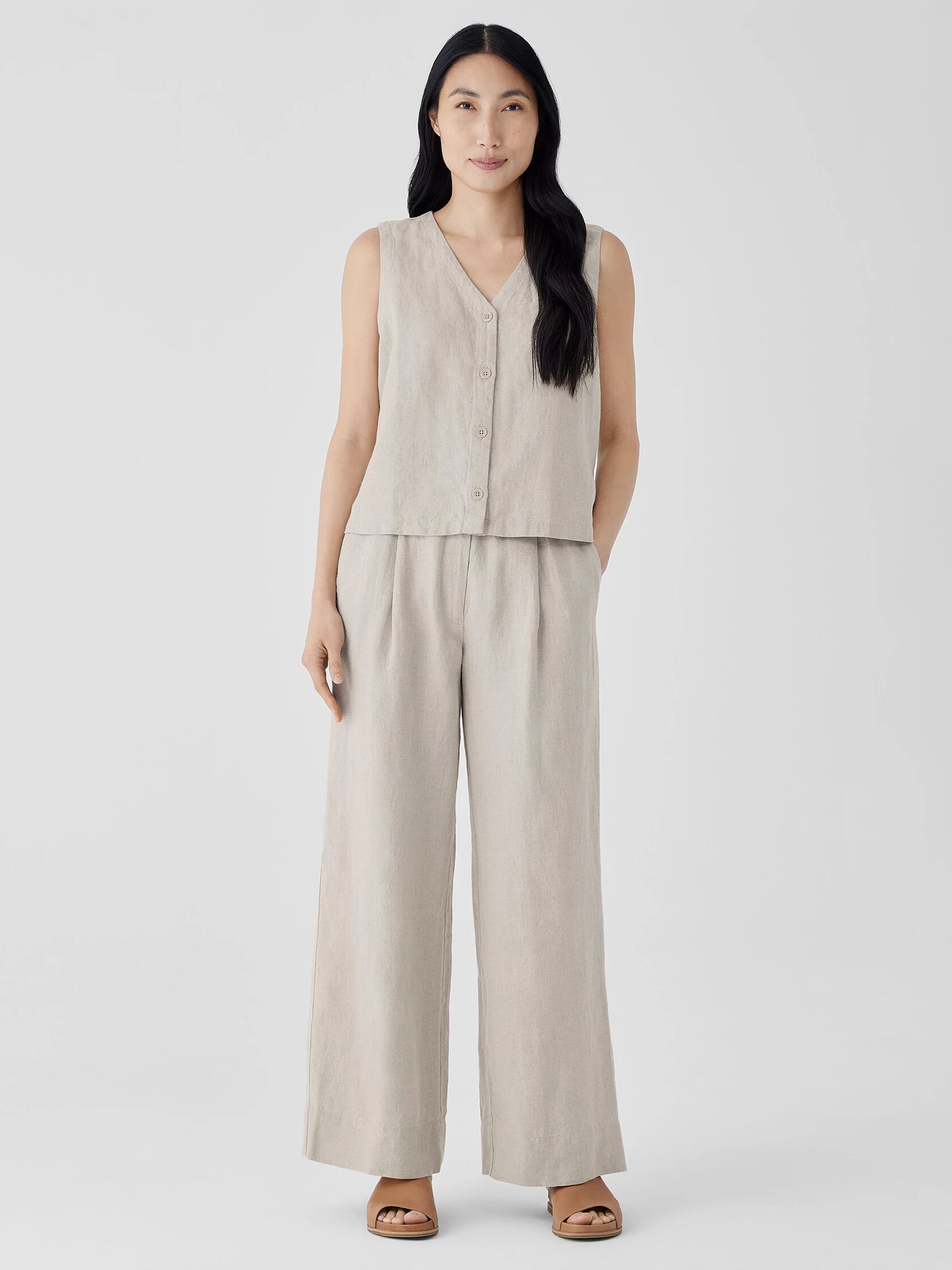 Organic Linen Trouser Pant | Eileen Fisher
