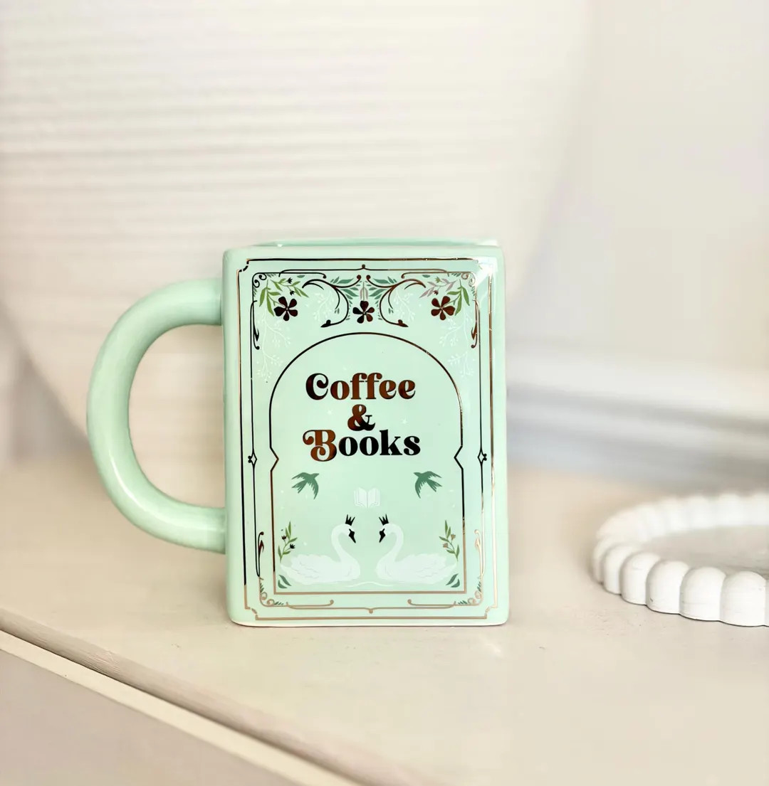 Coffee & Books Green Book Mug | Ceramic Novelty Book Lover Gift | Literary Coffee Cup 450ml - Ets... | Etsy (Global)