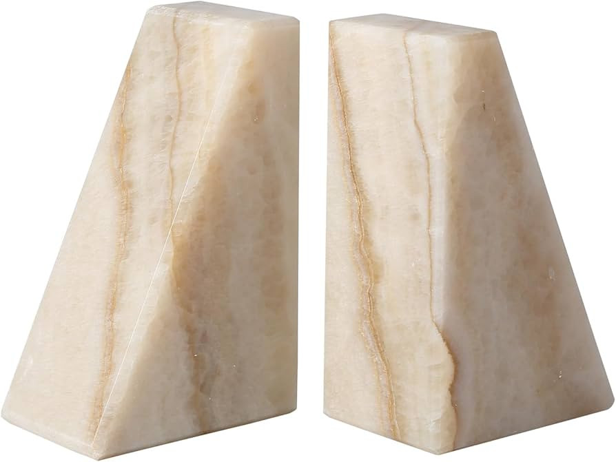 Koville Marble Bookends for Shelves, Large Bookends for Heavy Books, Non-Slip 7Lbs Stone Book End... | Amazon (US)