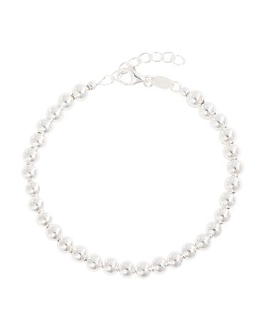 Made In Italy Sterling Silver Beaded Bracelet | TJ Maxx