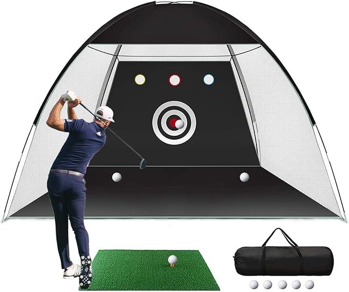Golf Net, One Key Pull Expansion Design 10x7.5 Ft Golf Practice Net with Golf Mat, All in 1 Golf ... | Amazon (US)