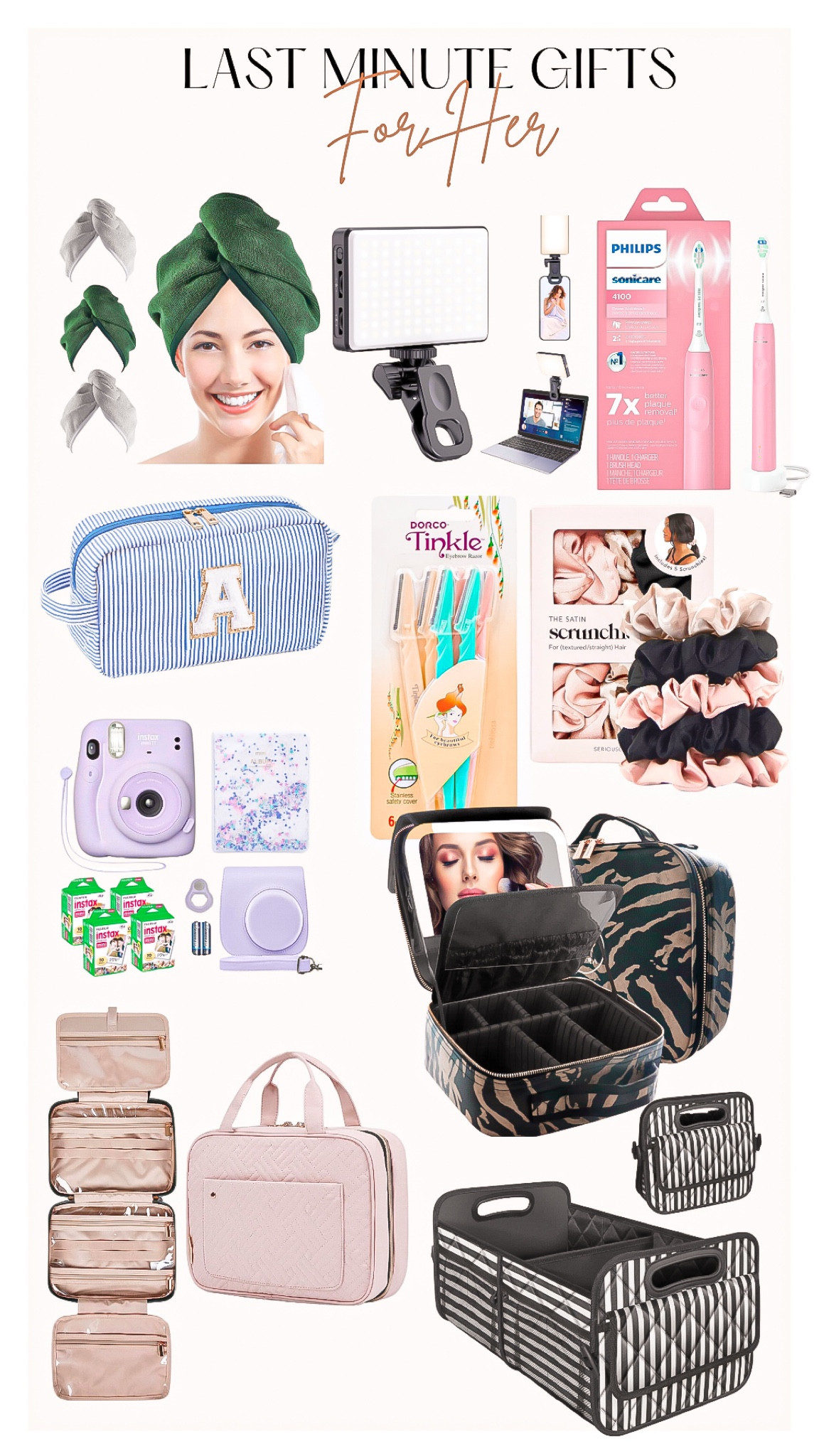 Last minute gift ideas 
• FOR HER 🎁💕

Gift for her, gift guide, Christmas party , amazon finds, amazon fashion, towel, hair towel, alix Earle light, clip on light , selfie light , electric toothbrush, makeup bag, tinkle razor , silk hair schrunchie, instamax , makeup organized, beauty finds, Amazon beauty, toiletry bag , stocking stuffers 

#LTKfindsunder50 #LTKGiftGuide #LTKHoliday