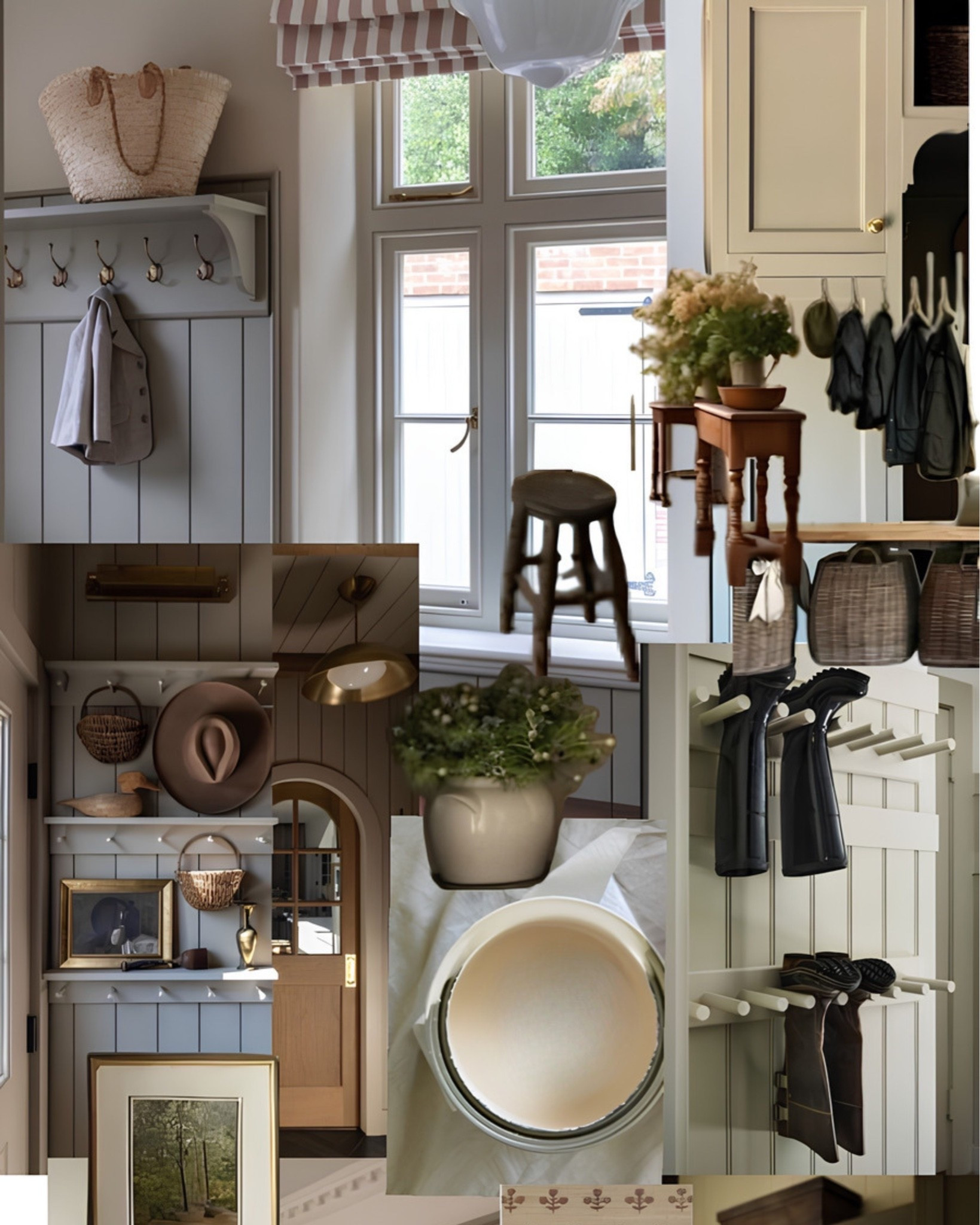 Everything you need for a mudroom that works as hard as it looks good: wall hooks, a woven tote, a boot rack, wicker baskets, a vintage stool, and fresh greenery for the console.

All linked here 🤍 #LTKhome