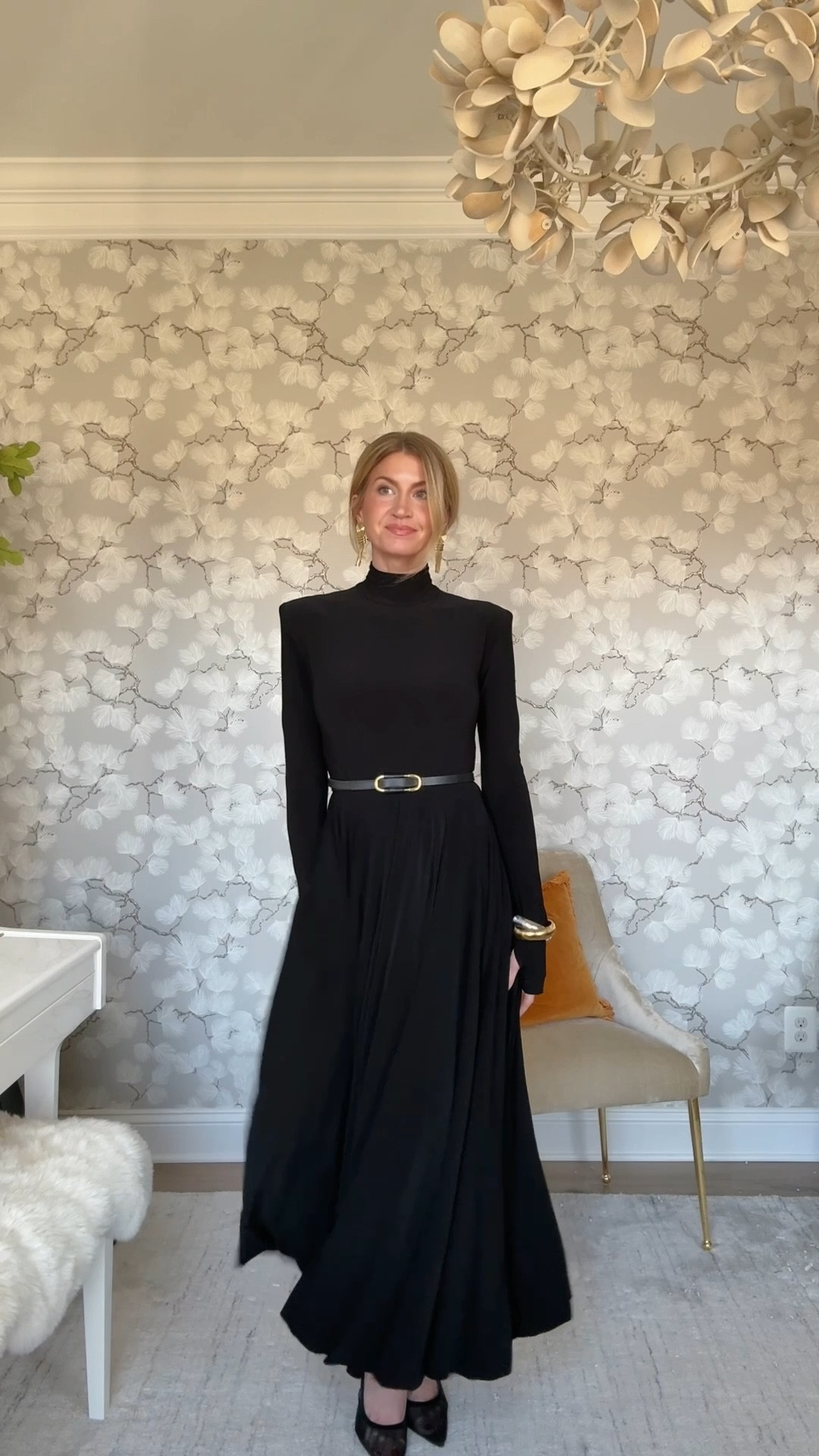 Today’s church look. Love this turtleneck full black dress! 
Dress: runs TTS, wearing an XS
Black coat: ON SALE, wearing a S, runs TTS
Black heels: run TTS 

#LTKWorkwear #LTKgrwm #LTKootd