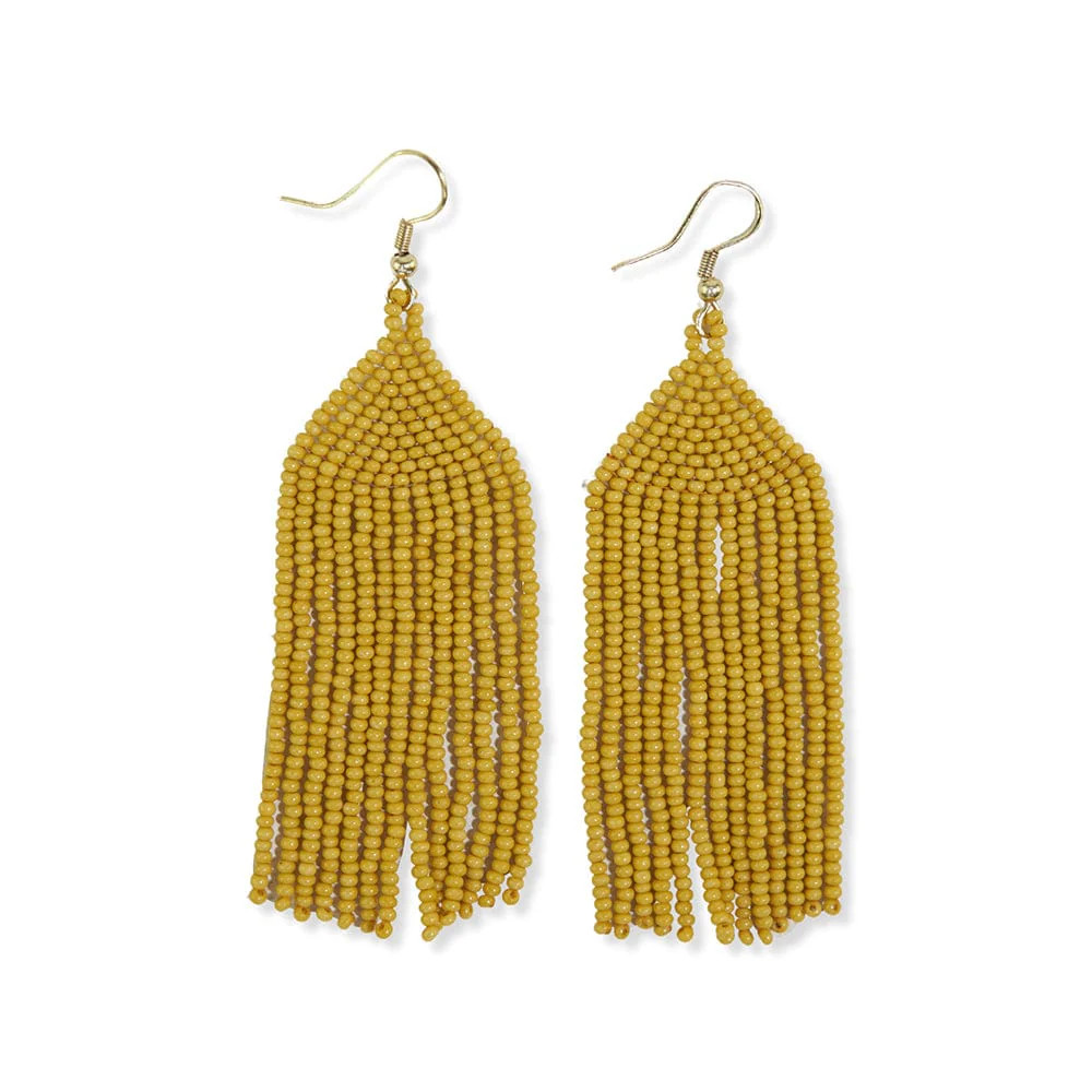 Michele Solid Beaded Fringe Earrings Yellow | INK+ALLOY