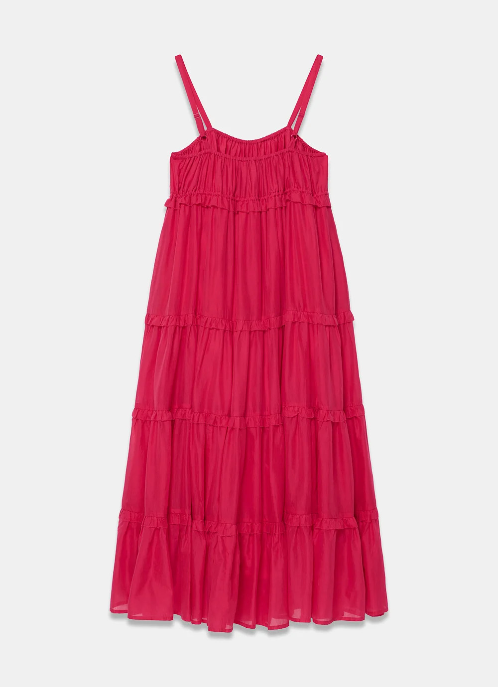 Pink Cotton Blend Tiered Maxi Dress | Mint Velvet