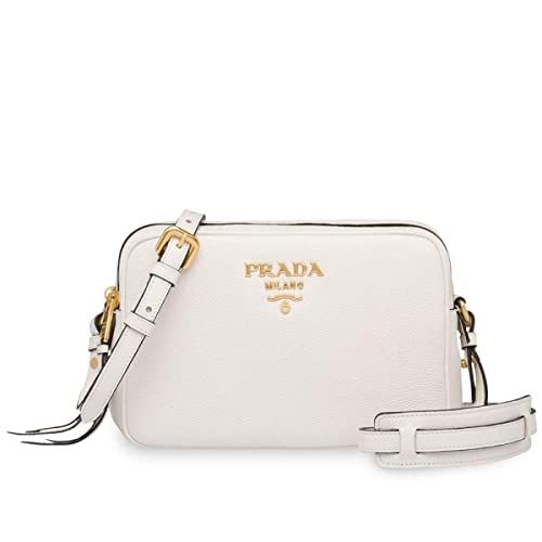 Prada Women's White Vitello Phenix Leather Crossbody HandBag 1BH079 | Amazon (US)