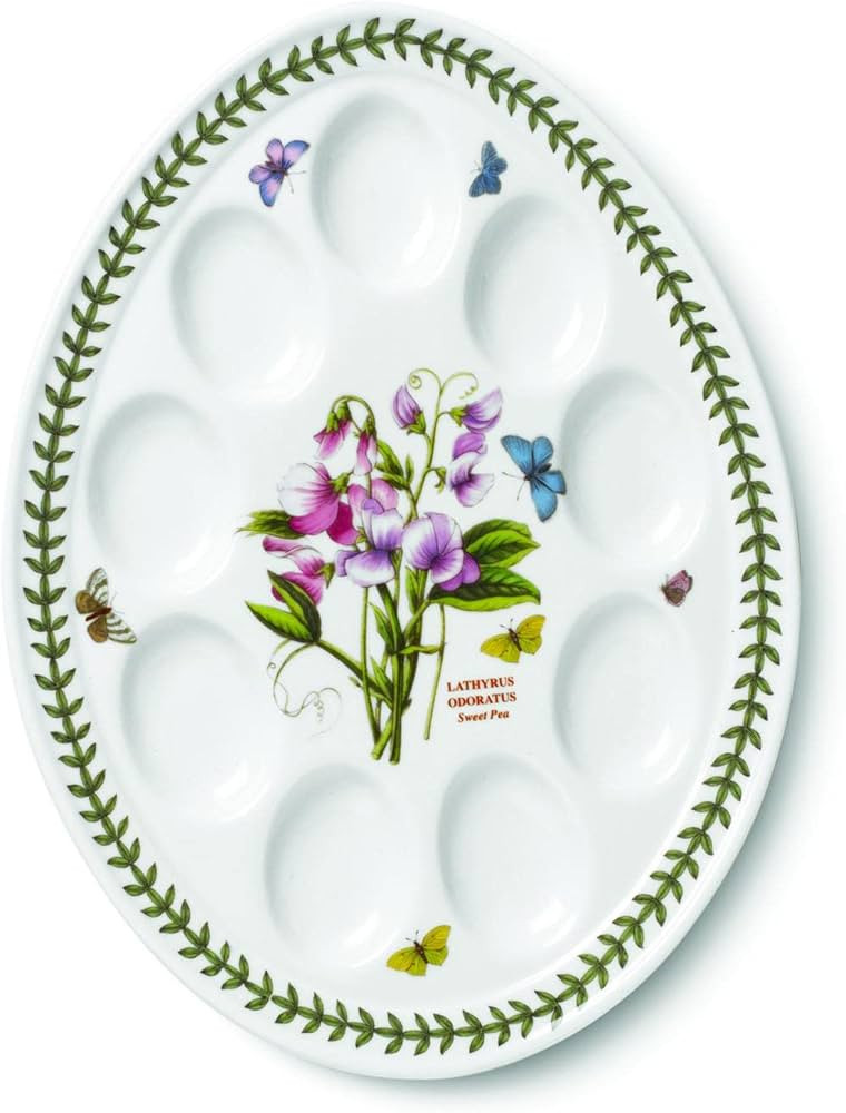 Portmeirion Botanic Garden 12-inch Devilled Egg Platter, Sweet Pea Motif - Durable Porcelain Serv... | Amazon (US)