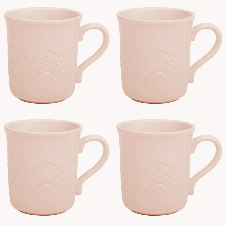 The Pioneer Woman Vintage Lace Ceramic Mug Set, Pink, 4-Pack | Walmart (US)