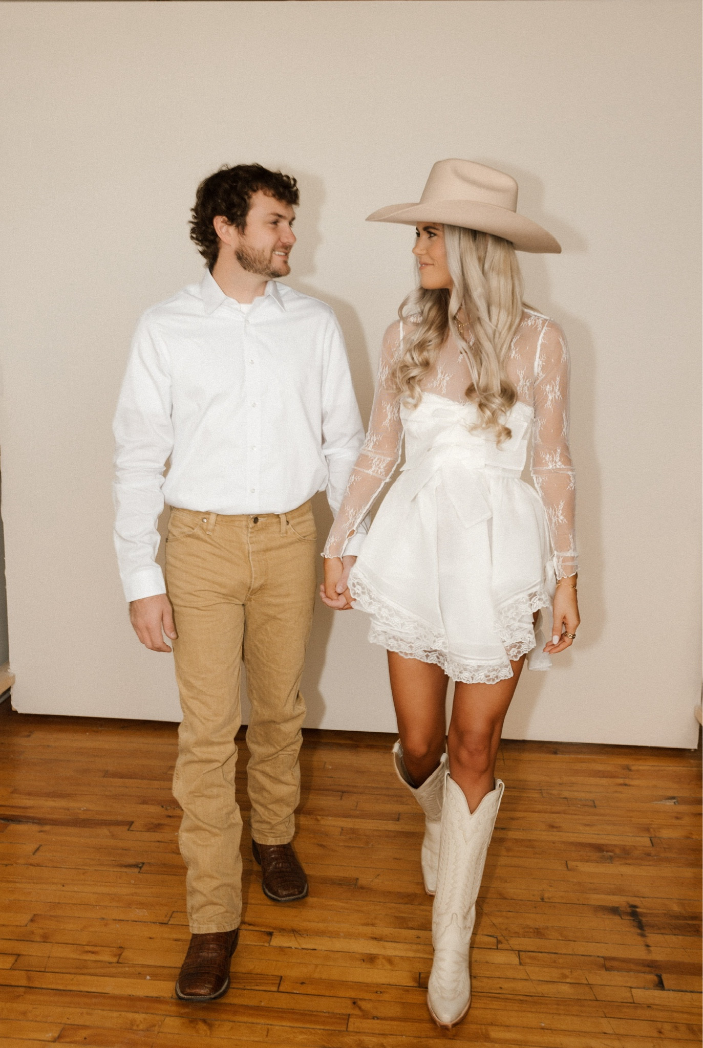 his & hers engagement outfits 💍 
i was inbetween a small and xs in this dress — the small was too large around my chest (im very flat lol) but the XS was snug around my rib cage, so i would say it’s true to size but note the chest fitting🫶🏼 boots run true to size!

#LTKshoecrush #LTKmens #LTKwedding