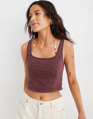 Aerie Corset Cropped Tank Top | American Eagle Outfitters (US & CA)