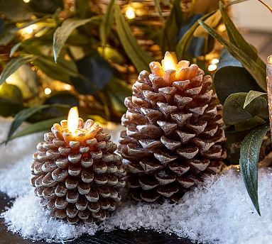 Premium Flickering Flameless Wax Pinecone Candles | Pottery Barn (US)