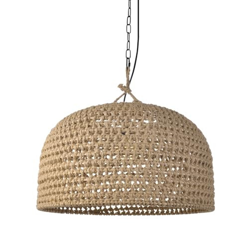 Arturesthome Rustic Woven Dome Pendant Light, Hemp Rope Basket Lampshade Coastal Hanging Lighting Fixture, Adjustable Vintage Farmhouse Chandelierfor Kitchen Island Dining Table Room W 21.6"*H 13.7" | Amazon (US)