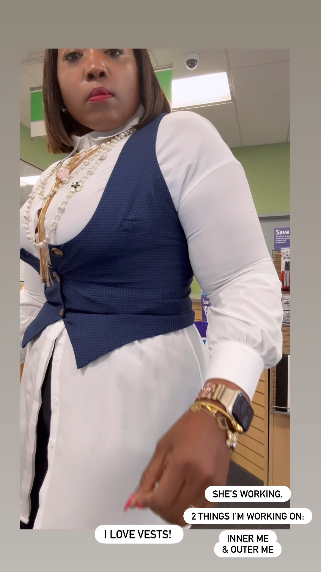 Workflow: Corporate OTTD
Vest: L
Blouse: L
Pants: L/12

#LTKStyleTip #LTKMidsize #LTKWorkwear