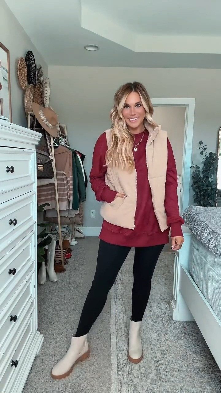 Absolutely loving burgundy for the Fall season so when I saw my favorite tunic in that color I immediately added to cart and paired it with my favorite corduroy vest & Fall boots! 

I'm 5'6 wearing a size small leggings, medium tunic and vest, bra size M (34C), and boots fit true to size. 

 #LTKHoliday #LTKSeasonal #LTKStyleTip