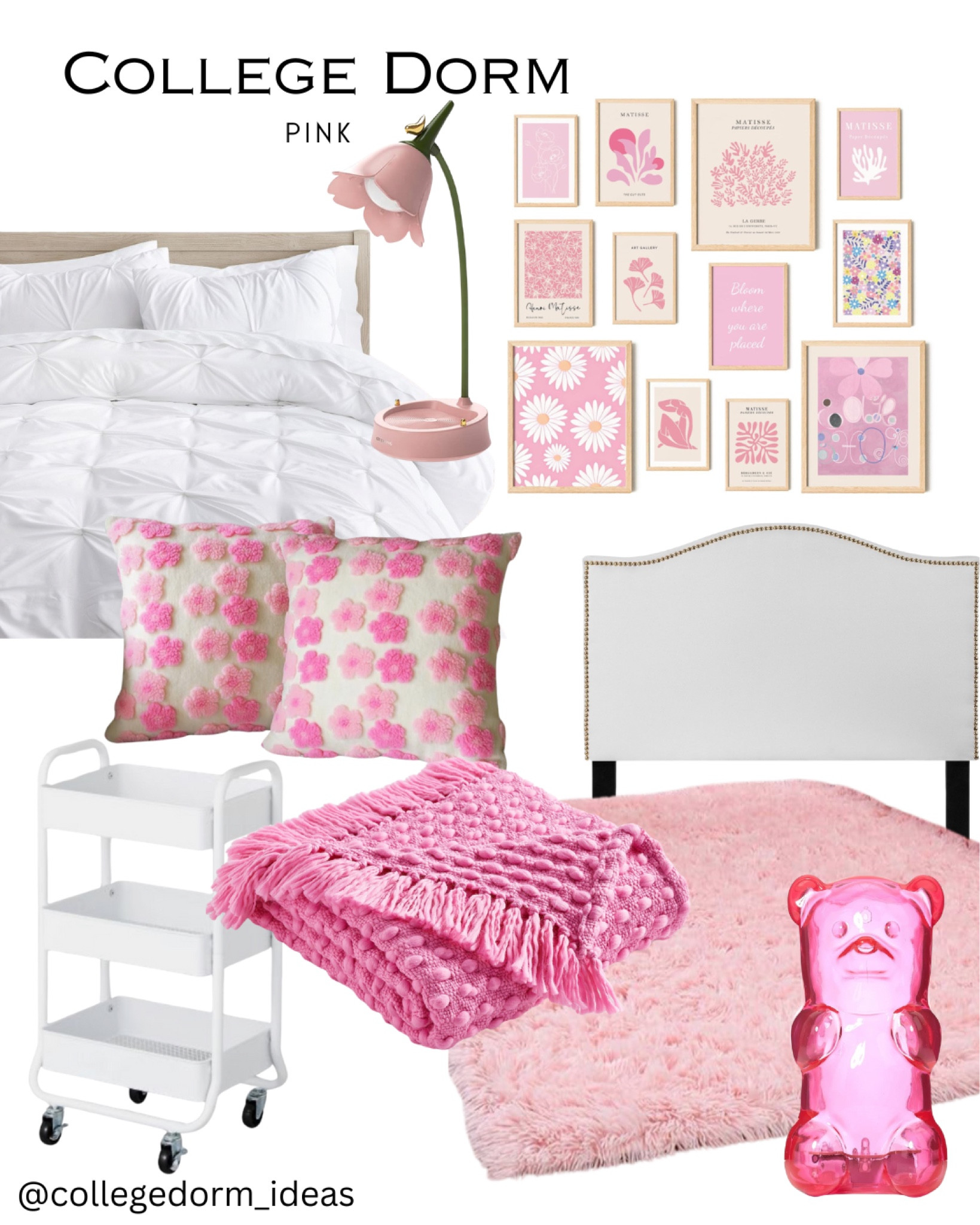 College dorm room inspiration: it’s pink!

#dormroom #dormdecor #collegedorm