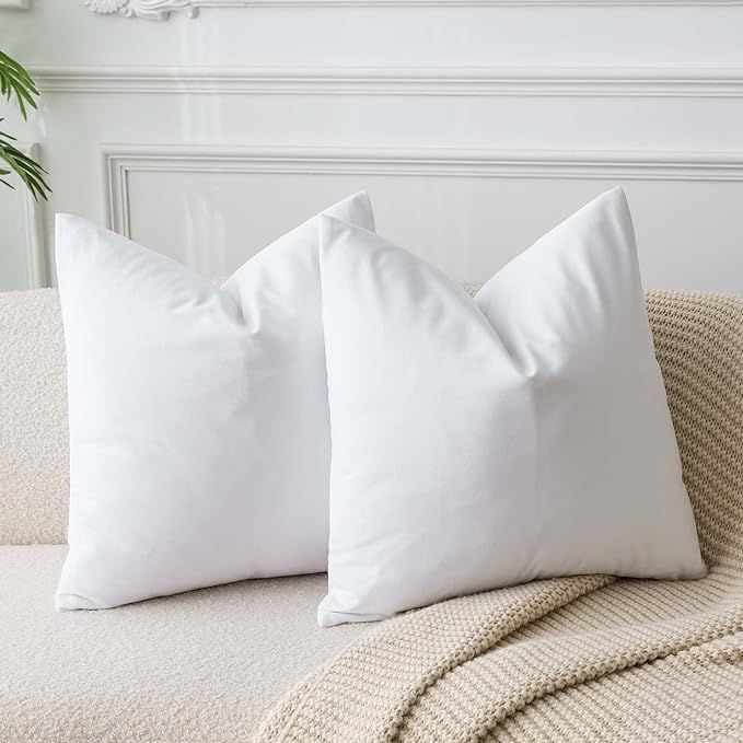 JUSPURBET White Velvet Throw Pillow Covers 18x18 Set of 2 for Sofa Couch Bed,Decorative Soft Soli... | Amazon (US)