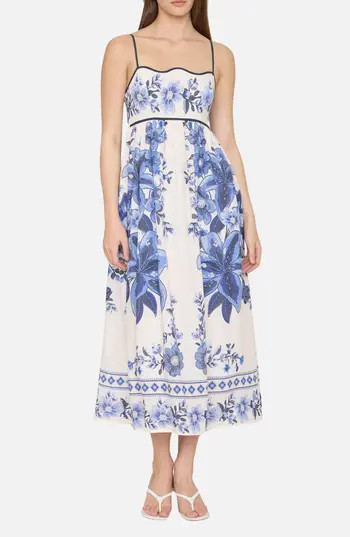 Blu Pepper Floral Empire Waist Midi Sundress in Blue at Nordstrom Rack, Size Medium | Nordstrom Rack