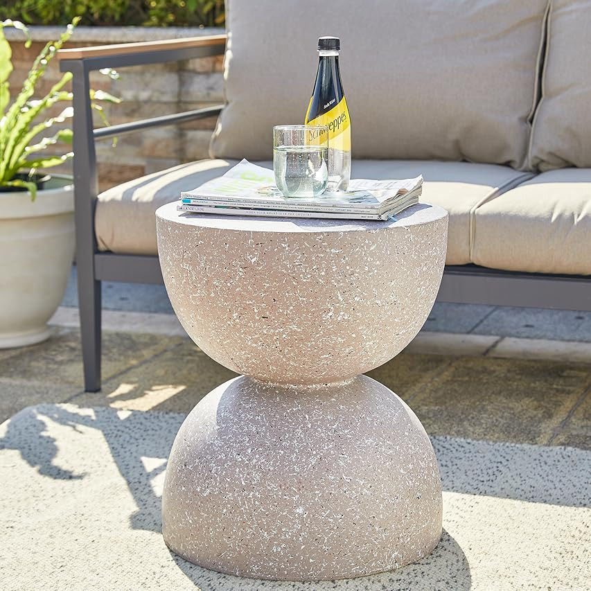 Glitzhome Modern Decorative Garden Stool Heavy Duty Patio Sturdy Faux Terrazzo Garden Stool Side Tab | Amazon (US)