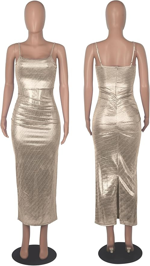 CUTUBLY Sexy Rhinestone Dresses Wrap Hip Sling Mesh Long Dress Evening Cocktail Club Night Outfit | Amazon (US)