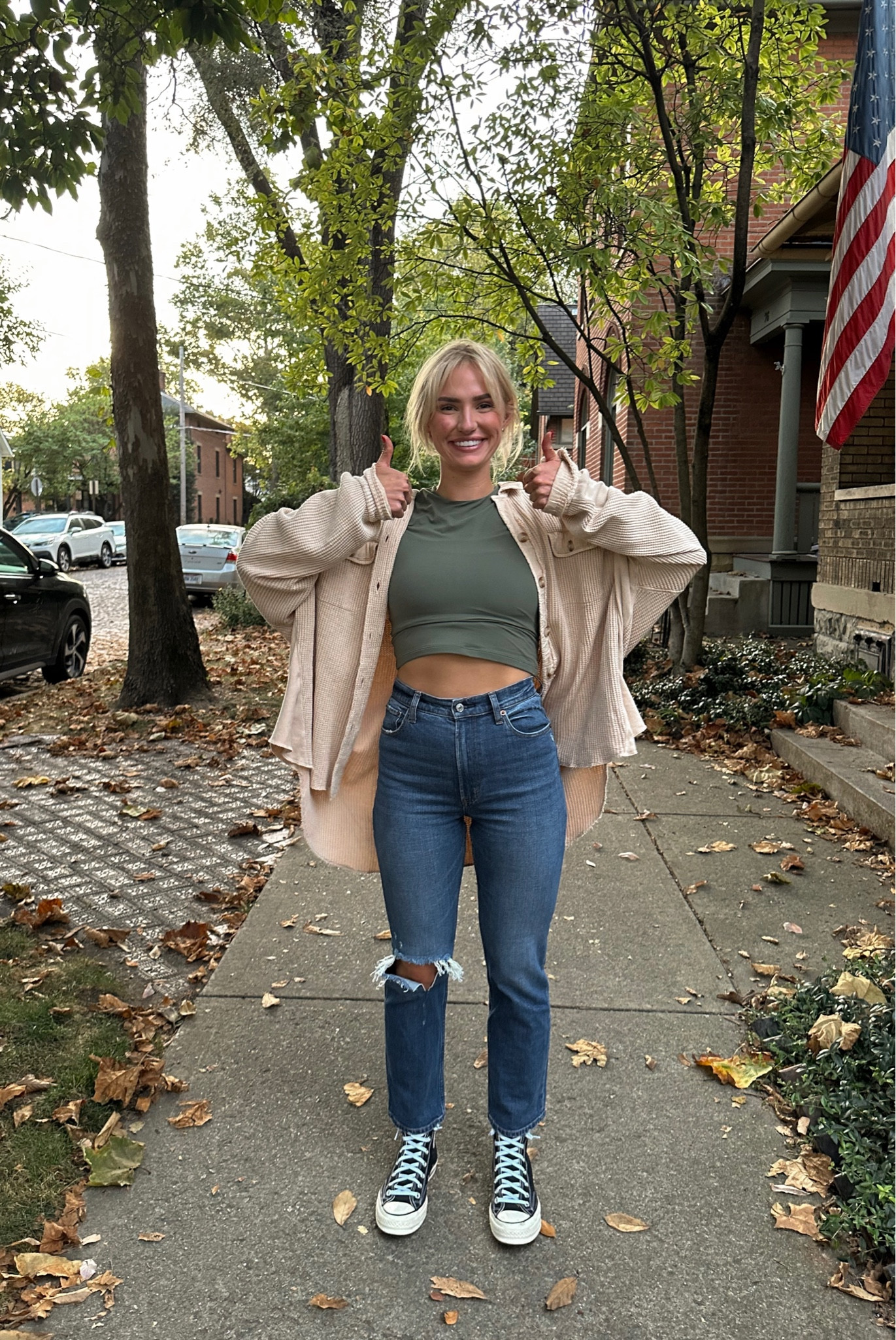 My “when in doubtfit” when i don’t feel inspired to dress too cute, but have to look nice 😂
I would size down in Abercrombie curve love jeans!
I stayed true to size in the one scout jacket, but i could have also sized down. 

#LTKSeasonal #LTKstyletip