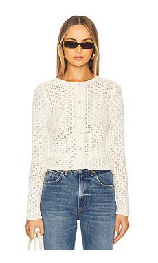 Elodie Eloise Crochet Cardigan in Ecru from Revolve.com | Revolve Clothing (Global)