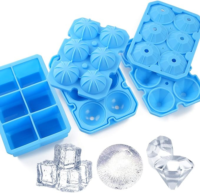 Amazon.com: Ice Cube Trays, meidong 3 Pack Food-Grade Silicone Ice Cube Trays Round Big Ice Balls... | Amazon (US)