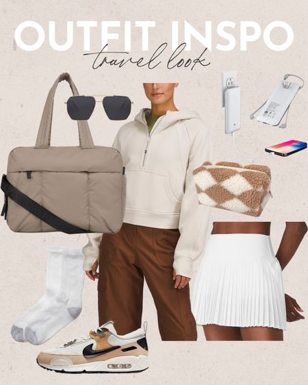 Fall casual travel outfit inspo🤍 casual look for fall, travel outfit, Amazon fashion, Lululemon, Lululemon travel outfit, neutral sneakers, fall travel look 