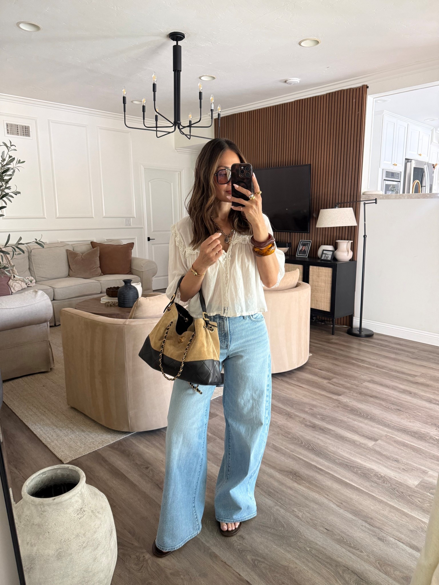 Casual outfit for a day of shopping 
This cute little boho top is so airy and flowy , it’s my fav! Jeans are comfy and oversized , my fav combo 
Size 26 jeans / small in top 

#LTKgrwm #LTKootd #LTKOver40