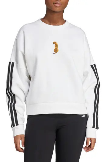 adidas Leopard Embroidered Sweatshirt in White at Nordstrom Rack, Size Small | Nordstrom Rack