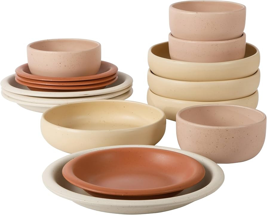 Bloomhouse - Two Time Oprah's Favorite Things Winner - Corsica Clay 16 Piece Stoneware Rustic Rea... | Amazon (US)