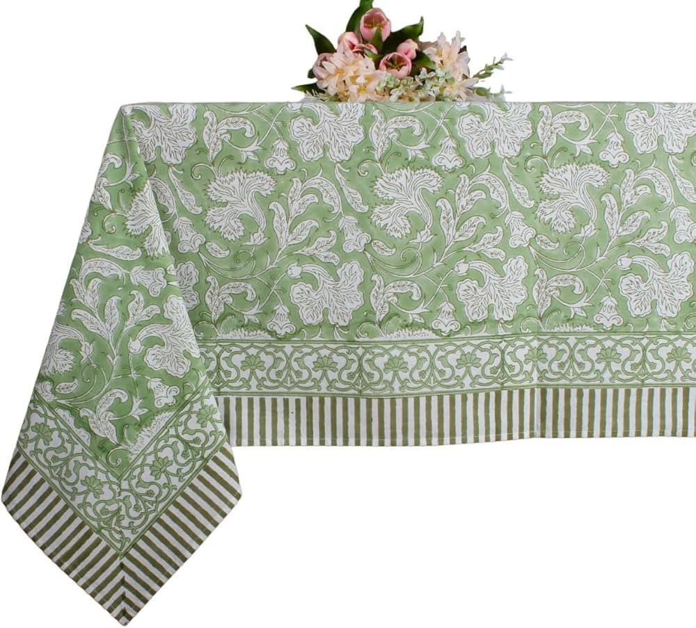 Ridhi 100% Cotton Hand Block Print Tablecloth Washable Easter Thanksgiving/Christmas Parties/Wedd... | Amazon (US)