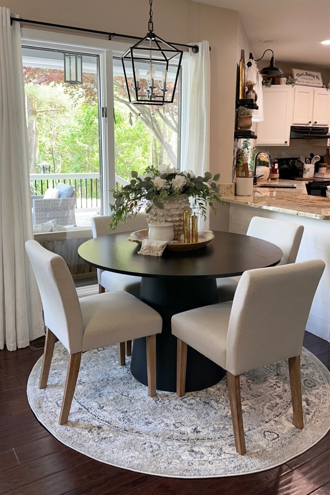 Sale Alert. Breakfast Nook Update. Follow @farmtotablecreations on Instagram for more inspiration. Round Pedestal Table. Linen Blend Dining Chairs. Round Rug. Table Centerpiece. Minka Vase. Brass Mills. Hanging Pendant



#LTKunder50 #LTKhome #LTKsalealert