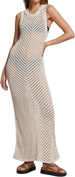 Bsubseach Women Lace Up Long Sleeve Crochet Swimsuit Cover Up Dress | Amazon (CA)