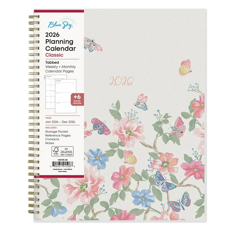 Blue Sky 2026 Weekly and Monthly Planner Calendar, January 2026 - December 2026, 8.5" x 11", Flex... | Walmart (US)