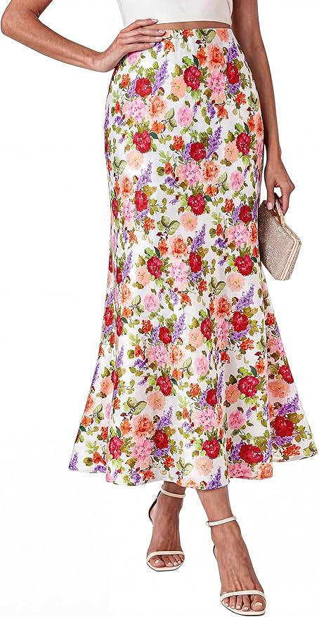 BTFBM Midi Skirts for Women 2026 Summer Spring Lightweight A Line High Waisted Wedding Guest Part... | Amazon (US)
