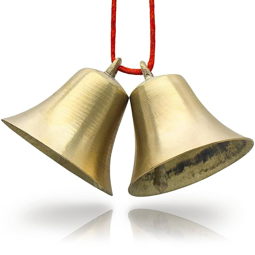 Pack of 2 Pieces Vintage Style Brass Hanging Bell 2 in Tall Clear Ring for DIY Craft Elephant Cow... | Amazon (US)