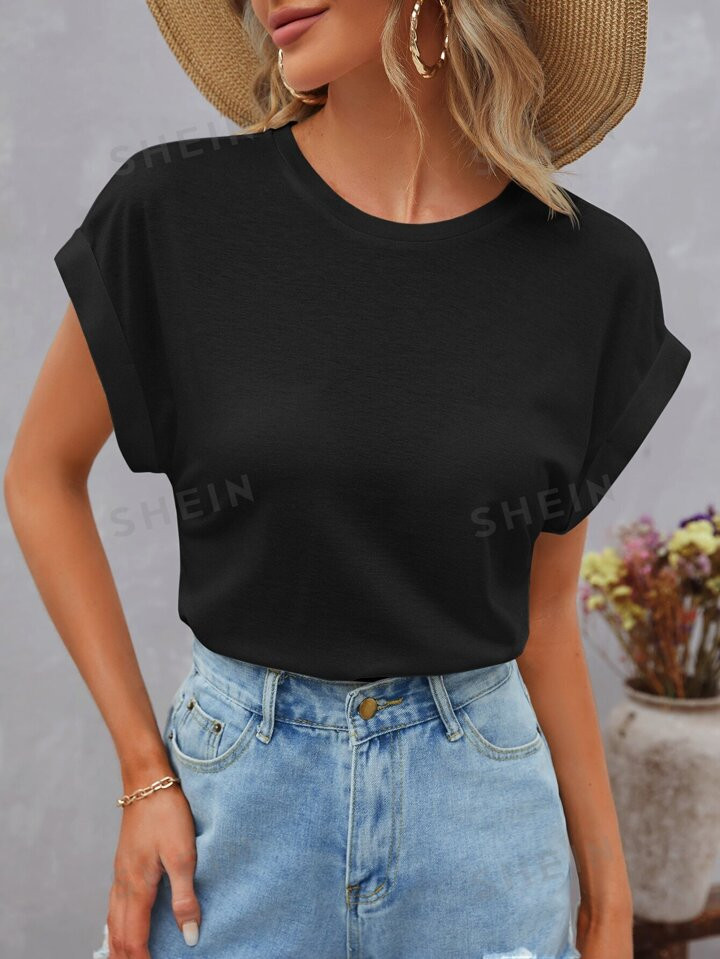 SHEIN LUNE Batwing Sleeve Round Neck Tee | SHEIN