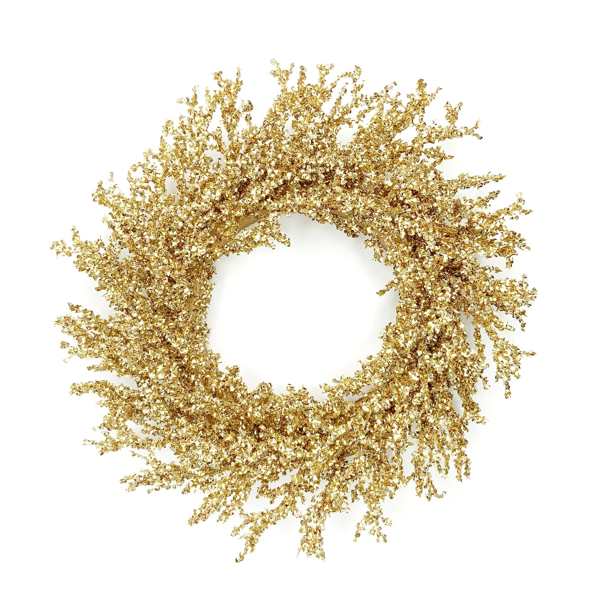 Holiday Time Gold Glitter & Sequin Unlit Holiday Specialty Wreath, 22" | Walmart (US)