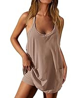 NATRAKI Athletic Dress for Women Hot Shot Mini Dress Onesie Oversized Romper Pockets Built-in Sho... | Amazon (US)