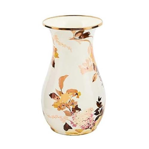 MACKENZIE-CHILDS Tall Enamel Vase, Unique Flower-Vase Decor for Living Room, Wild Rose White | Amazon (US)