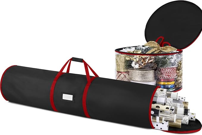 Premium Christmas Wrapping Paper Storage Bag - Fits 20 Rolls & Ribbon Holder, 46-Inch- Underbed X... | Amazon (US)